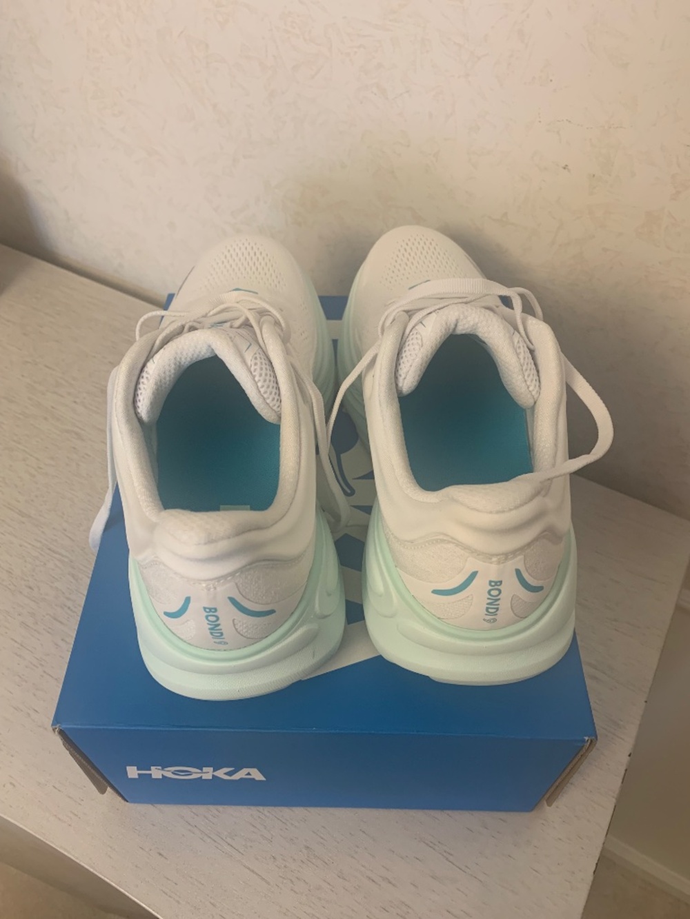Women’s Mint Green and White HOKA Sneakers, Size 9B - Picture 5 of 9